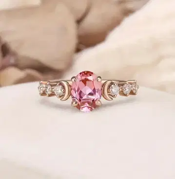 FJ 고품질 큐빅 지르코니아 반지 로즈 핑크