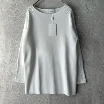 새상품 CLANE 클라네 보트넥 롱 니트 화이트 36 리브