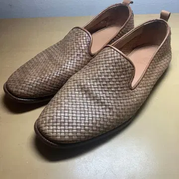 Hudson LONDON 뜨개질 가죽 로퍼 브라운