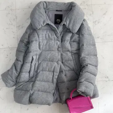 새상품급 타트라스 울 원단 숄카라 미들 기장 다운 코트 그레이