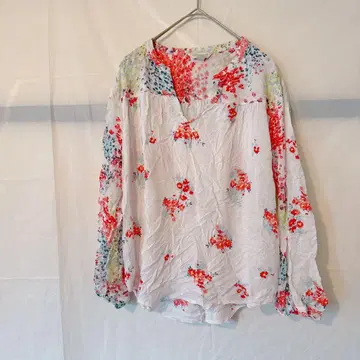 새상품급 LUCKY BRAND 꽃무늬 긴팔 셔츠 [ M ] 화이트 V넥