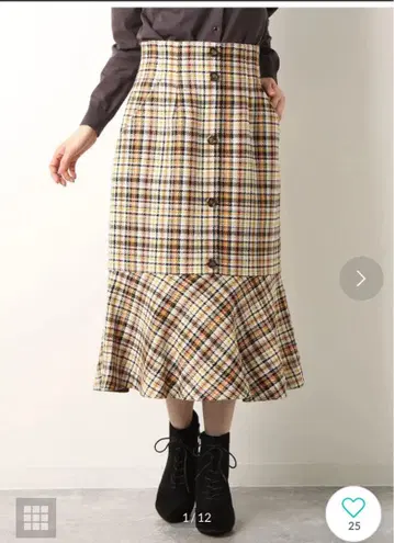 [리랜드트루] 스파크 체크 머메이드 스커트 사이즈1