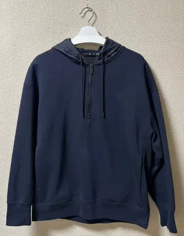 +J 네이비 풀 집업 후드 부착 후드티 L