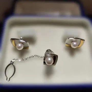 [ 미사용 ] 펄 장식 스퀘어형 넥타이핀 (관혼상제에도 좋습니다)