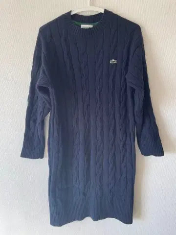 LACOSTE 네이비 케이블 니트 원피스 36