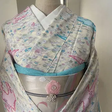 기모노 코몬 화이트 아이보리 계열 파스텔 귀여운 KIMONO kawaii