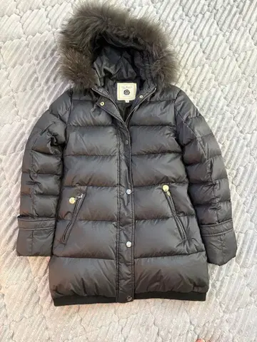 새상품급 La MODE 롱 다운 코트 퍼 탈부착 가능 네이비 40