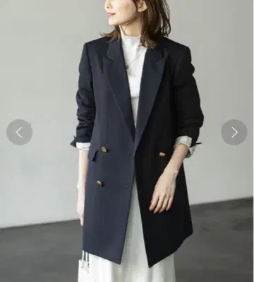 노플 피크드 롱 자켓 더블 네이비 38