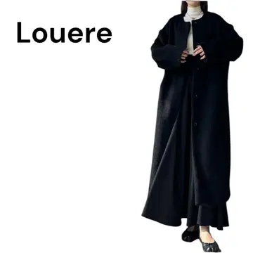 Louere 샤기 노카라 코쿤 롱 코트 블랙 L