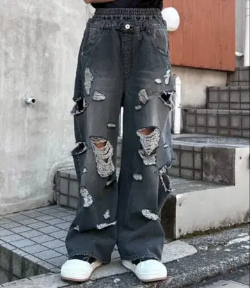 캔디 스트리퍼 데미지 데님 팬츠