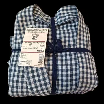 [택 포함 미사용] 무인양품 진베이 셋업 네이비 체크 M 사이즈