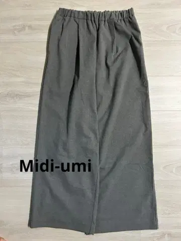 미디우미 그레이 와이드 팬츠 허리밴딩