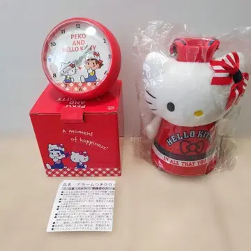 [ 새상품 ] PEKO 헬로키티 알람 시계 빨간색&키티 메가폰