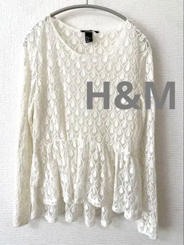 H&M 화이트 레이스 긴팔 상의