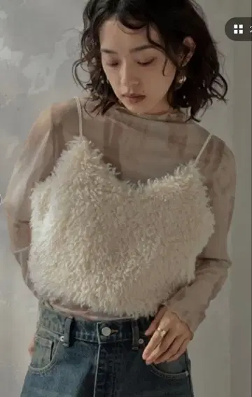 티베트 라무 인조 모피 뷔스티에