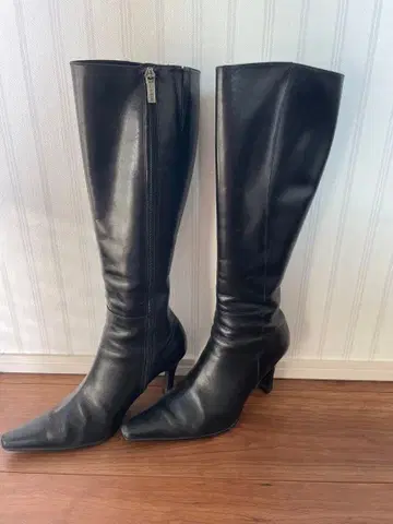 Morgan 블랙 가죽 롱 부츠