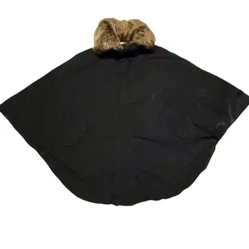 타트라스 판초 망토 다운 코트 블랙 광택 퍼 옷깃