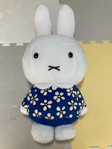 특대형! 미피 봉제 인형 파랑 꽃무늬
