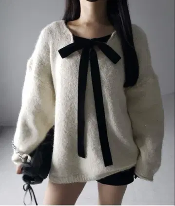 리본 니트 새상품급 미임셀렉 어른 걸리시