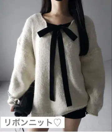 할인 리본 니트 새상품급 미밈 셀렉 성인 걸리시