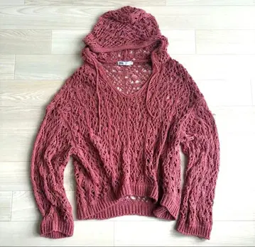 ZARA 후드 부착 레이스 편직 니트 M Y2K 그런지