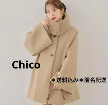 새상품급 Chico 퍼 탈부착 케이프 코트 그레이지 퍼 코트