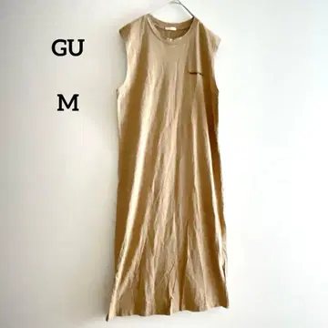 GU 슬리브리스 롱 원피스 면 100 베이지 M