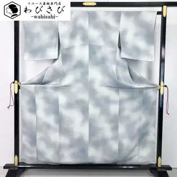 코몬 고급스러운 그라데이션 무늬 하늘색 쥐색 크레이프 원단 K-4472