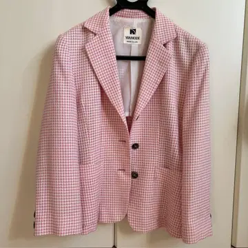 VIAMODE 핑크 체크 무늬 테일러드 자켓 쇼와 레트로 나다리