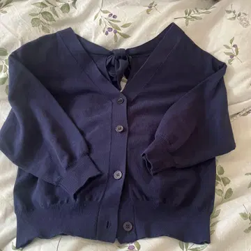 마이 스트라다 네이비 리본 포함 7부 기장 가디건