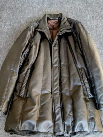 램 가죽 다운 코트 LL 블랙 방한 경량 충전솜 다운 70%