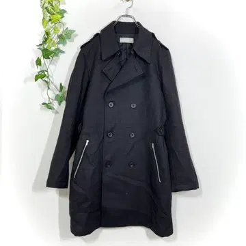 넬 맥닐 트렌치 울 코트 더블 브레스트 지퍼 포켓 블랙
