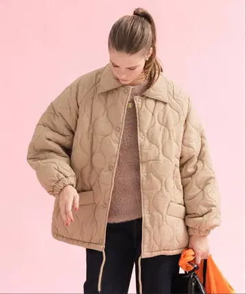 빅 사이즈 퀼팅 자켓 베이지