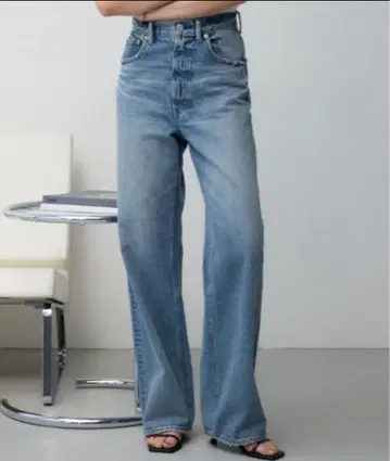 AZUL DENIM 하이웨스트 와이드 데님 여성용 S 사이즈