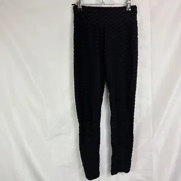 레깅스 와플 원단 블랙 [ S ] 스트레치 팬츠 요가웨어 하의