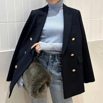 anuans 캐시미어 블렌드 핏 리브 니트 풀오버 SAX