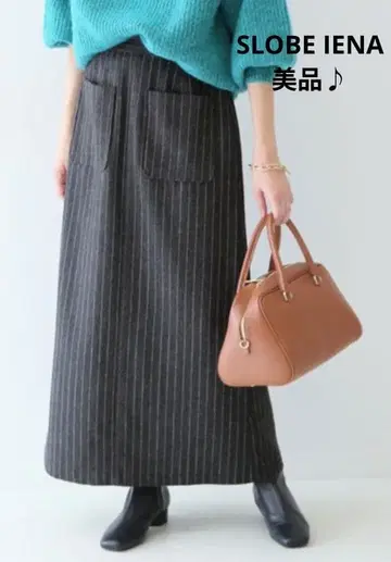 SLOBE IENA 울 플라노 스트레이트 스커트