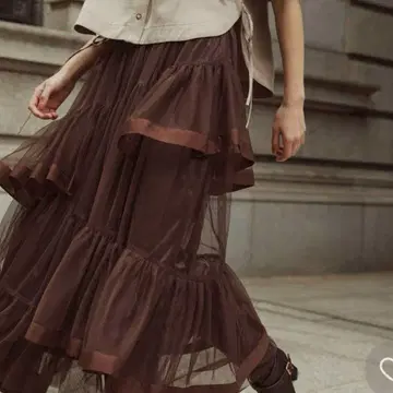 Noela 튤 프릴 스커트 이번 시즌 브라운