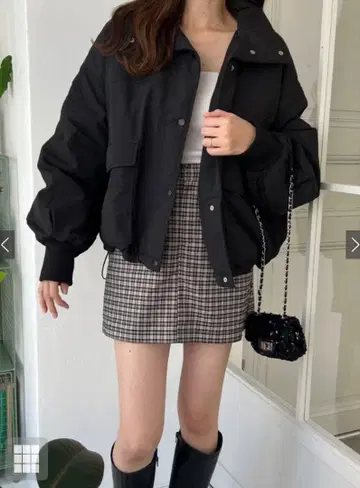 GRL 드로스트 나일론 다운 블루종