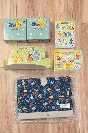미사용 포켓몬 피카츄 태블릿 케이스 씰 상자 티슈