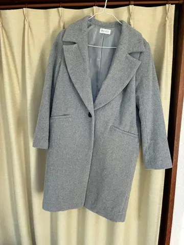 PLST 플라스테 그레이 울 모사 빅칼라 코트 S