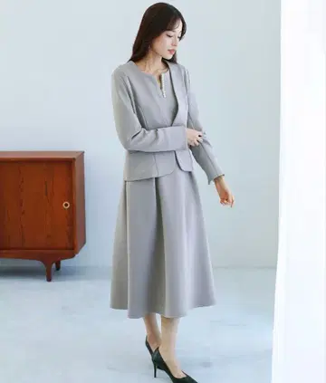 [세탁기 OK 가벼운 착용감] 노카라 자켓 & 펄 디자인 원피스