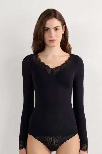 intimissimi 모달 캐시미어 울트라 라이트 롱 레이스 셔츠