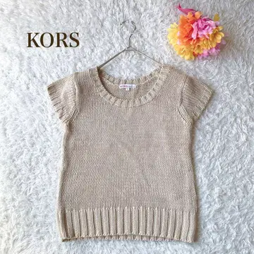 마이클코어스 [ S ] 반팔 니트 스웨터 베이지 베스트 캐주얼