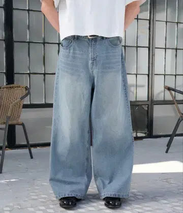 Regen Glanz 와이드 배기 데님 팬츠 L