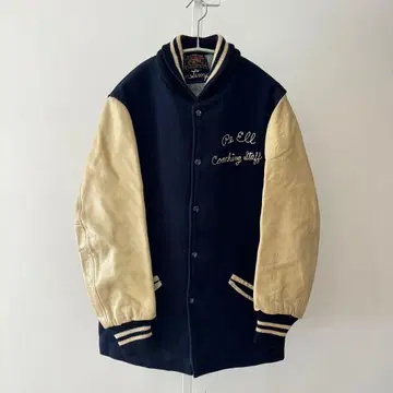 70s 스쿠컴 울 소매 가죽 파라오 자켓 서 코트 바시티 자켓