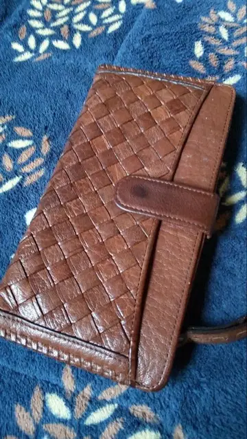 뜨개질 브라운 가죽제품 장지갑