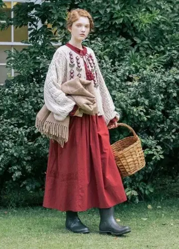 TSUHARU 츠하루 코바늘 꽃 모티브 니트 가디건