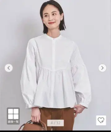 UNITED ARROWS 엠보싱 핀턱 롱 슬리브 블라우스