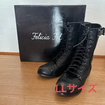 Felicia Felicia 블랙 레이스업 부츠 졸업식 하카마 LL